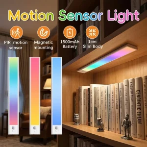 USB Rechargeable LED Motion Sensor Light Closet Lights Magnetic Wireless Under Cabinet Lighting for Kitchen Pantry Stairs