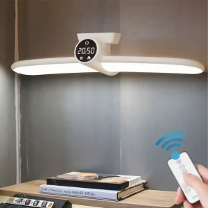 USB Rechargeable Magnetic LED Desk Lamp with Clock Remote Control Eye Protection Reading Light Table Lamp