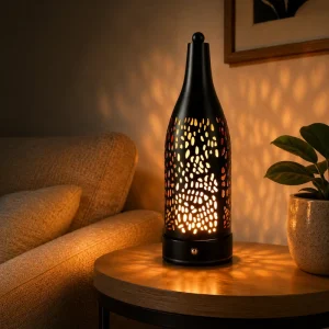 USB Rechargeable Metal Bottle Lamp Touch Control Night Light Warm Glow for Home and Bar