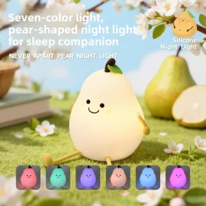 USB Rechargeable Touch Control LED Pear Silicone Animal Night Light Warm White Bedroom Mini Lamp