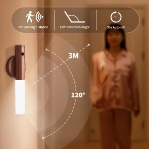 USB Rechargeable Wooden Magnetic Human Motion Sensor Night Light Dimmable CRI 90 for Cabinets