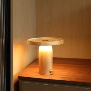 USB Rechargeable Wooden Table Lamp Dimmable LED Office Desk Light with Storage Tray Modern Home Decor LED Lights