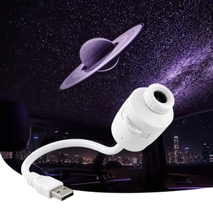 USB Star Projector Night Light for Car Roof and Bedroom Ceiling Flexible Gooseneck Galaxy Moon Saturn Projector Lamp