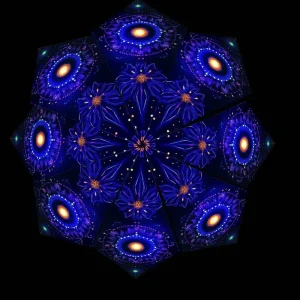 UV Glow Sacred Blue Flower Mandala Star Canopy Fluorescent Hippie Party Ceiling Decor UV Reactive Canopy