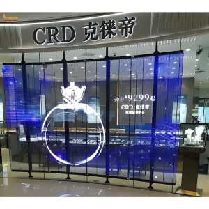 Ultra 3D Digital Display for Advertising Mesh Shop Video Wall IP65 Flexible Transparent LED Screen Display Glass Window