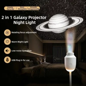 Ultra Clear Focus Mini USB LED ABS Projector Night Light Bedroom Ceiling Flexible Angle Dreamy Galaxy Moon Saturn Lamp