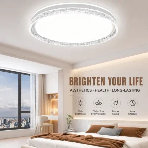Ultra-Slim 80W LED Ceiling Light with 3-Color Dimming for Bedroom and Living Room