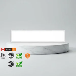 Ultra Thin 1×4 LED Flush-Mount Panel Light, 100-277V, Dimmable, White, Aluminum Frame