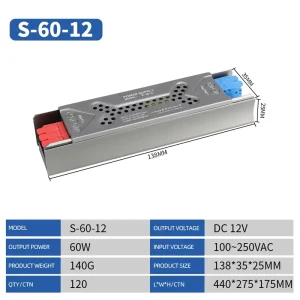 Ultra-Thin DC 12V 51-100W Switching Power Supply Single Output Aluminum Housing LED Lighting Driver
