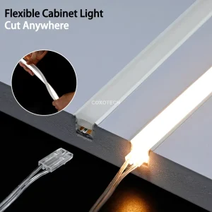 Ultra Thin Flexible Recessed LED Cabinet Neon Light 12V 24V Free Cutting Soldering Flex Silicone LED Profile Under Cabinet Light
