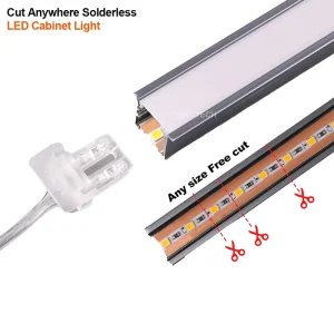 Ultra Thin Free Cutting Soldering Recessed Recess LED Strip Light with Aluminum Liner Profile Embedded 12V 24V Cabinet Light