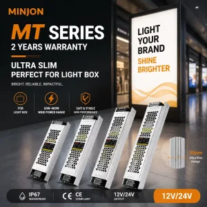 Ultra Thin Single Aluminum Case LED Driver Light Box Transformer 300W 12V 12.5A 92.5% Efficiency Self-Cooling