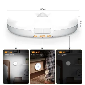Under-Cabinet 8-LED Motion Sensor Light Rechargeable Dimmable High CRI 90 White Closet Light with USB Cable
