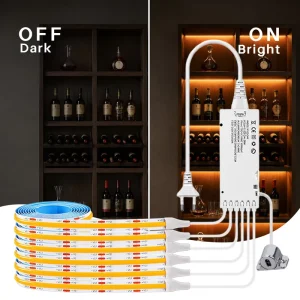 Under-Cabinet Hand-Sweep Lighting Kit, Red, DC 12V Dimming Sensor Switch, Drill-Free Magnetic Sticker