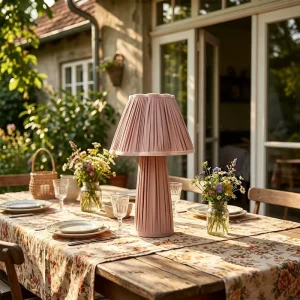 Unique Design Rechargeable Fabrics Table Lamp 2700K Hotel Living Room Wedding Cordless Table Light