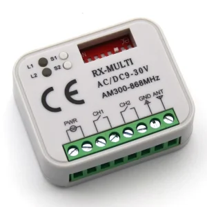 Universal 2-Channel 9-30V Receiver, Multi-Frequency 300-868MHz Remote Control