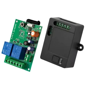 Universal 315/433 MHz 10A Wireless RF Receiver Relay Switch, Remote Control, for Garage Door, Light, and Motor