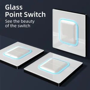 Universal Standard White Tempered Glass Wall Switch Socket 10A 16A 250V Power Outlet USB-A USB-C Ports