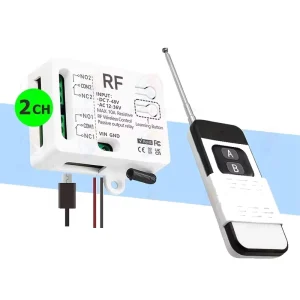 Universal Wireless Remote Control Switch 433MHz 2 CH Type C 5V DC 12V 24V 36V 48V Relay Module for LED Fan Motor Garage Door