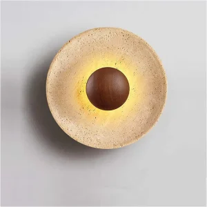 Used Wabi Sabi Style Restaurant and Homestay Round Wall Lamp Retro Bedroom Bedside Aisle Staircase Yellow Stone Wall Lamp