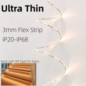 Very Thin 3mm SMD2835 Indoor LED Strip 240 LEDs DC24V Custom CCT Flexible Cabinet Light Waterproof Furniture LED Strip
