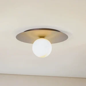 Vintage Black LED Ceiling Light with Clear Glass and Iron, Surface-Mounted