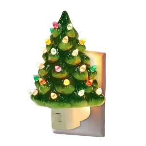 Vintage Christmas Tree LED Night Light, ABS Mini Plug-In or Battery Powered