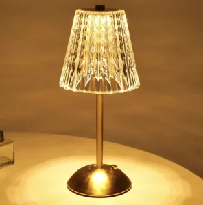 Vintage Crystal Table Lamp Rechargeable Bedside Night Light with Light Luxury Design Elegant Ambient Mood Lamp for Home Decor