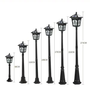 Vintage Double Head Outdoor Post Lamp Waterproof Black Lantern Street Light for Garden Patio & Pathway Decor