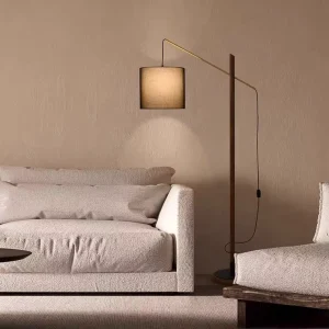 Vintage Fabric Shade Floor Lamp Minimalist Wooden Stand Hotel Home Living Room Bedroom Decorative Floor Lamp
