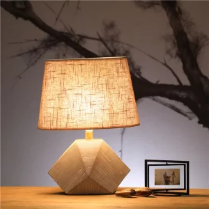 Vintage Geometric Resin Table Lamp with Shade Nordic Bedside Decor Desk Lamp for Home Hotel
