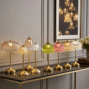 Vintage Gold Crystal Shade Cordless Table Lamp Touch Dimming LED Wedding Party Gift Decor USB Charging Custom Logo