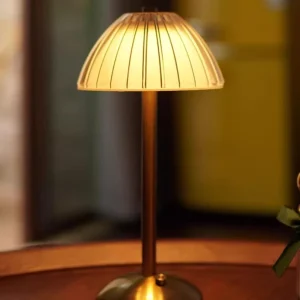 Vintage Gold Crystal Shade LED USB Table Lamps Battery Operated Dimmable Rechargeable Modern for Luxury Restaurants Cordless