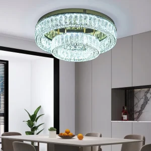 Vintage Golden Stainless Steel Crystal LED Ceiling Light for Bedroom Hotel Decor