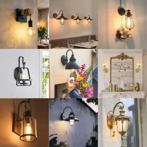 Vintage Industrial Incandescent Bulbs Recessed Wall Lamps Simple Wooden Iron Art Cable Winding Wood Stick 3 Year