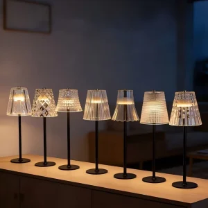 Vintage Luxury Rechargeable Acrylic Table Lamp Dimmable LED Night Light for Bedroom Dining Table Restaurant Decor Romantic Gift