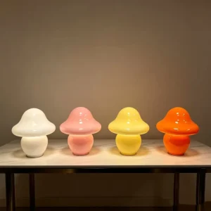 Vintage Orange Mushroom Table Lamp LED 5W Modern Retro Bedside Desk Lamp for Bedroom Living Room Home Decor