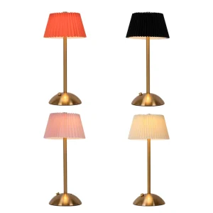 Vintage Pleated Lampshade LED Table Lamp 5V USB Powered Adjustable Night Light Home Bedroom Decor Desk Lamp