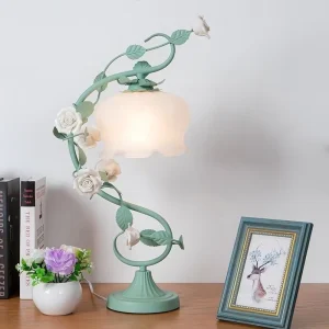 Vintage Romantic European American Style Floor Lamp Bedroom Energy saving Light Bulb Princess Rose Flower Girly Pastoral Low