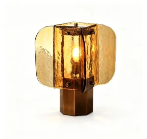 Vintage Style Amber LED Table Lamp with Glass Art Feel for Living Rooms Study Rooms and Bedrooms