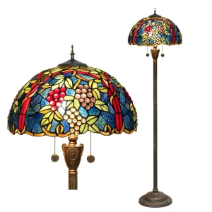 Vintage Style Designer Floor Lamp Handcrafted Stained Glass Dragonfly Colored Glass for Living Room