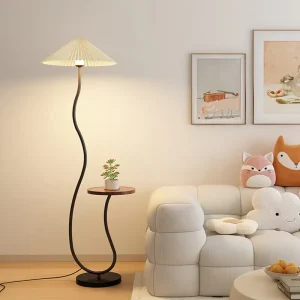 Vintage Wood Standing Table Lamp Floor Lamp for Living Room Decor