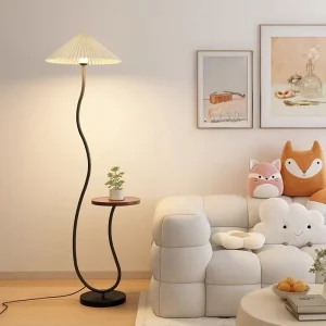Vintage Wood Standing Table Lamp Floor Lamp for Living Room Decor