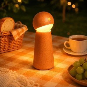 Voice Activated Modern Wooden LED Night Light Touch Control 3 Level Dimmable Warm White Adjustable Angle Lamp Bedroom Bedside
