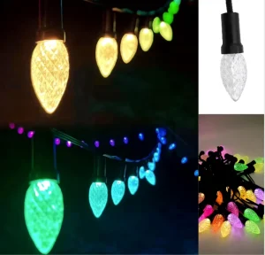 WS2811 Smart Pixel LED Outdoor Christmas Lights 10m Plastic Star Style C9 Strawberry Lights IP68 DC 12V
