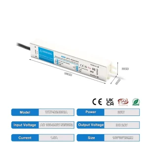 WTF-D12030A 30W Waterproof LED Driver for 12V Strips