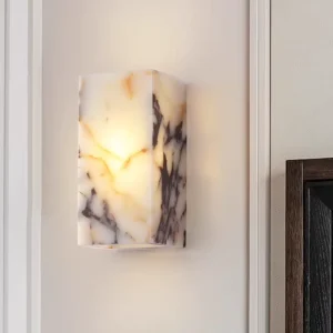 Wabi Sabi Alabaster Marble Rectangle Wall Lamp for Bedroom Bedside Living Room Bathroom