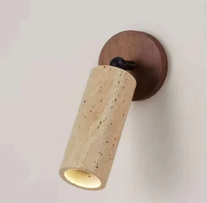 Wabi Sabi Natural Yellow Stone Sconce Living Room Bedside Corridor Wall Light Travertine Stone Wall Lamp for Home Decor