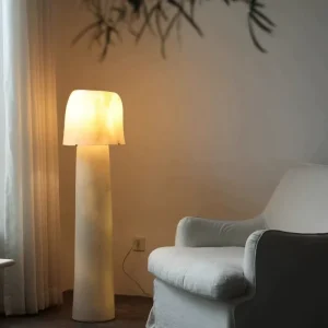 Wabi Sabi Style Floor Lamp High Grade Translucent Fiberglass Luxury Atmosphere Decor for Bedroom Bedside