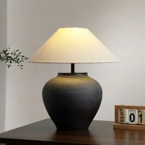Wabi Sabi Vintage Handmade Ceramic Table Lamp Hotel Bedroom Bedside Retro Reading Desk Lamp